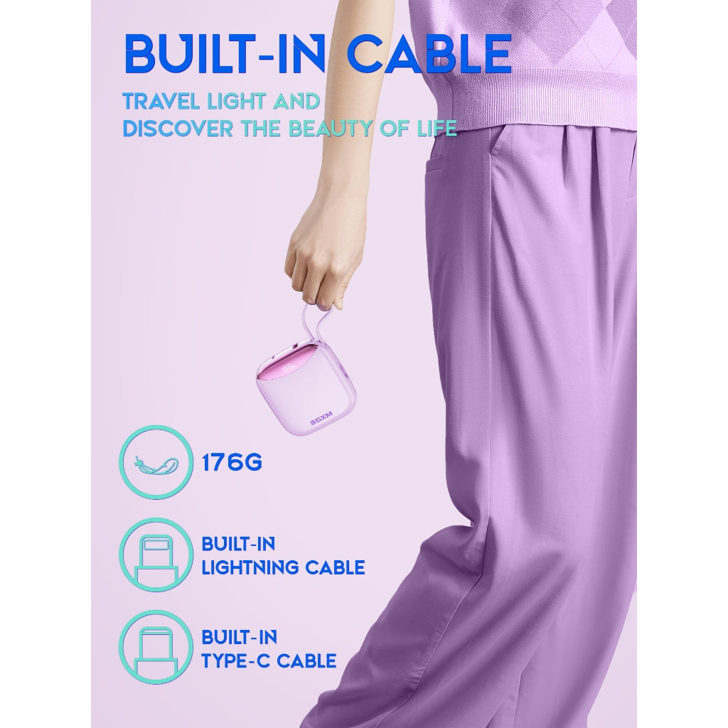 GXM 35W Portable Power Bank Fast Charging Charge 4 devices simultaneously Built-in Type-C Lighlning Cable