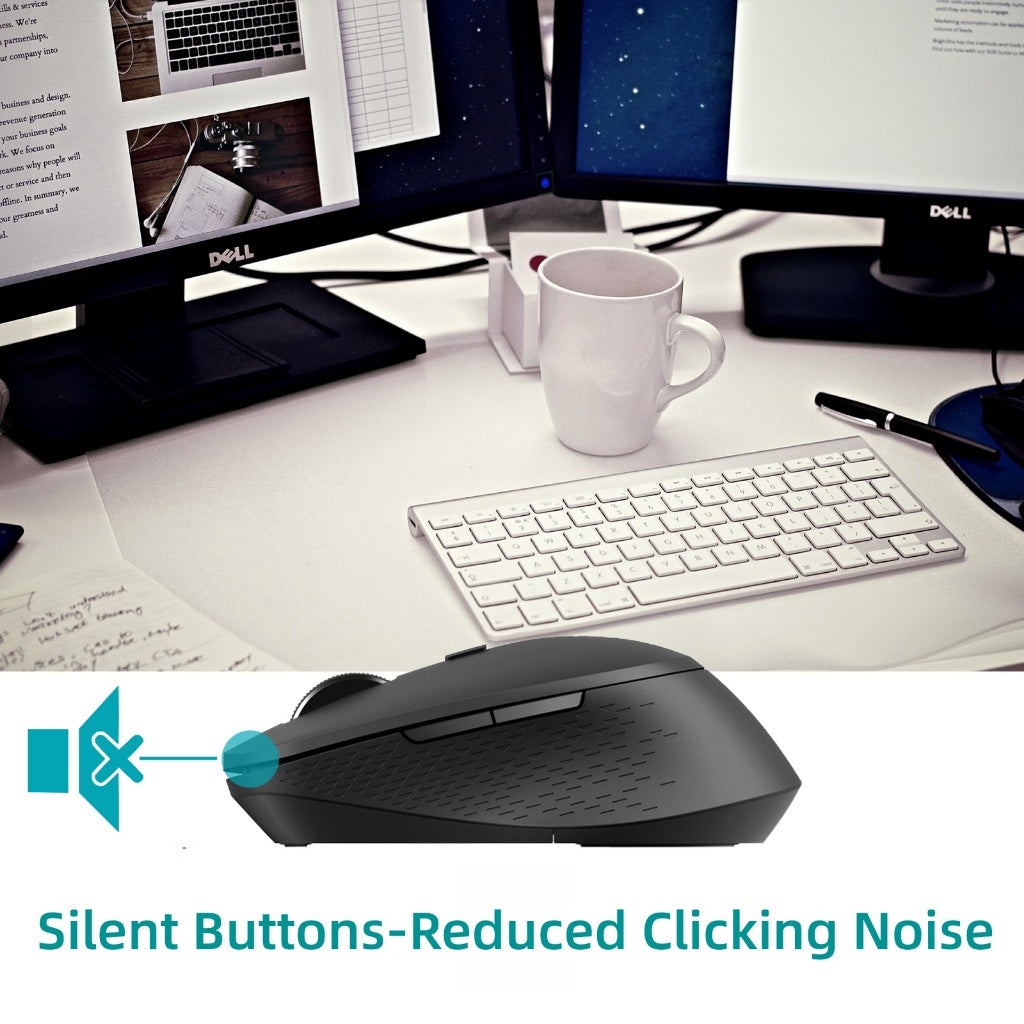 RAPOO M100 Silent Wireless Mouse | Silent Click | Ergonomic & Ambidextrous | Tri-Mode BT 2400 DPI