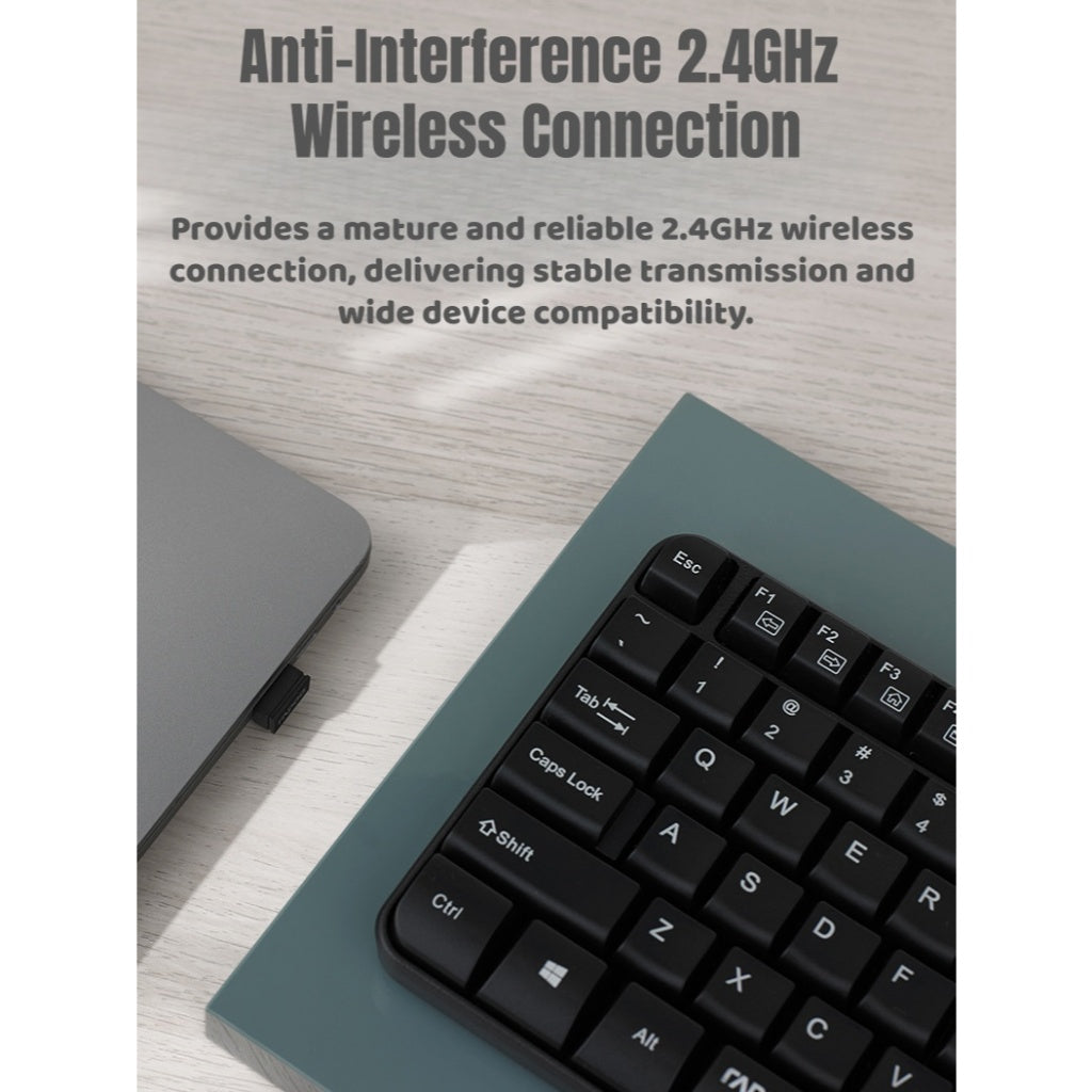 RAPOO E1050 Wireless Keyboard 2.4G | 104 Keys | Spill-Resistant | 12 Months Battery | 2-Year SG Warranty