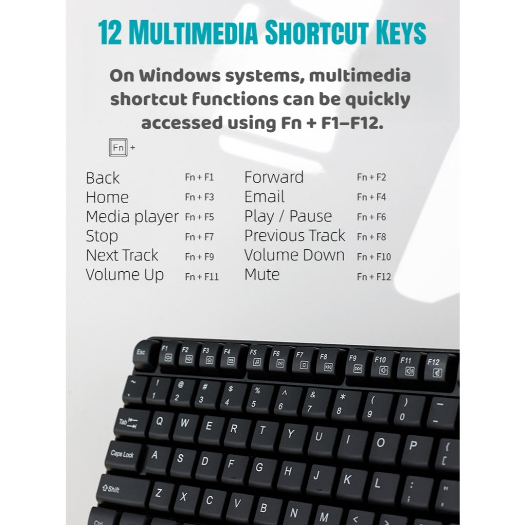 RAPOO E1050 Wireless Keyboard 2.4G | 104 Keys | Spill-Resistant | 12 Months Battery | 2-Year SG Warranty