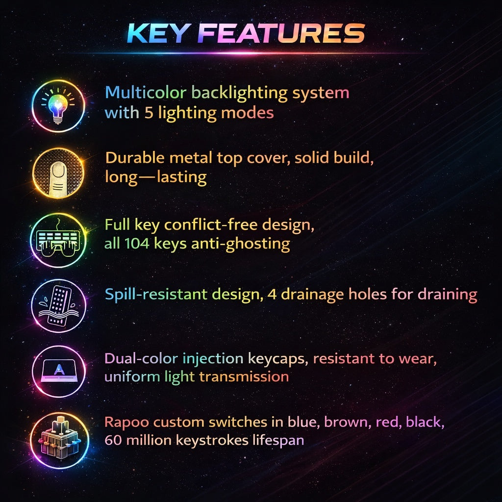 RAPOO V150S Wired Gaming Keyboard & Mouse Combo | V500 Pro Mechanical RGB Keyboard + V22S Gaming Mouse Official Warranty