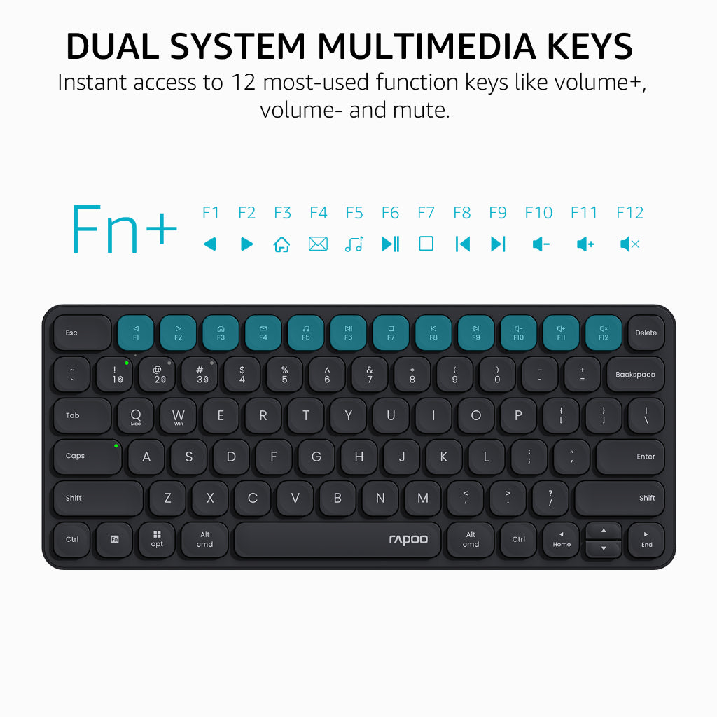 RAPOO 9010M Wireless Keyboard Mouse Combo | Ultra-Slim 78 Keys | Bluetooth + 2.4G | Silent | 24M SG Warranty