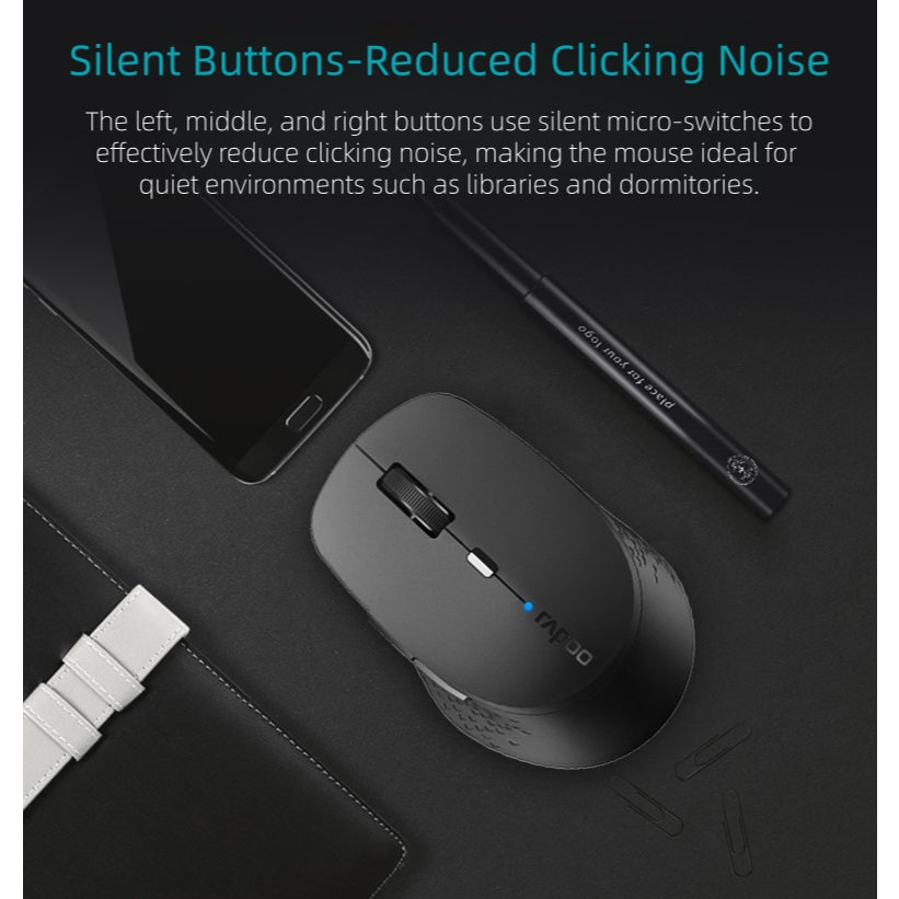 RAPOO M300 Silent Wireless Mouse | BT 5.0 + 2.4G | 2400 DPI | 24M SG WarrantyKeyboard Mouse Combo Bundle