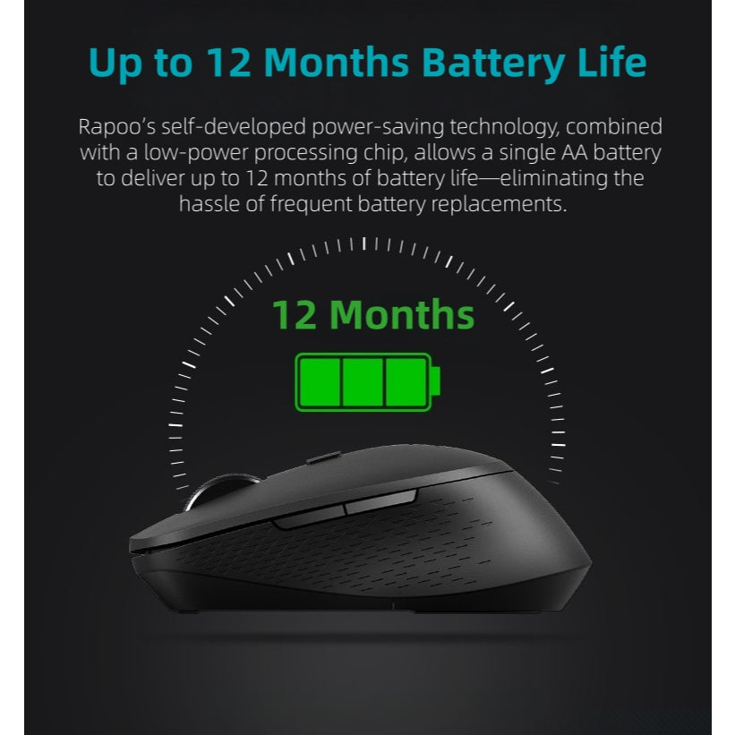 RAPOO 9360M Wireless Keyboard Mouse Combo | 99 Keys Ultra-Slim | Multi-Device BT M300 Silent Mouse