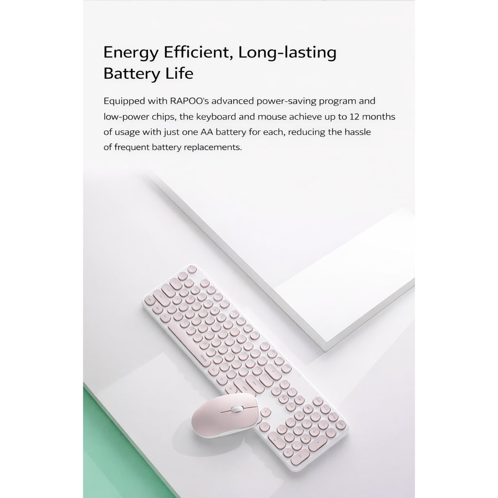 RAPOO X260S 2.4G Wireless Keyboard Mouse Set | Silent Typing | 1000DPI Optical Mouse | 24-Month Warranty