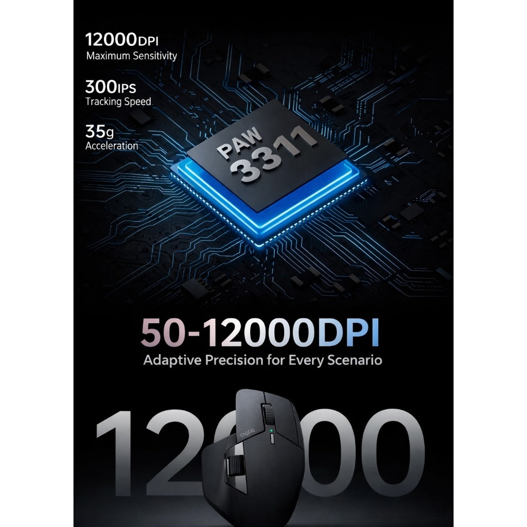 Rapoo MT760 PRO NearLink Wireless Mouse | 2000Hz Multi-Device Ergonomic Mouse