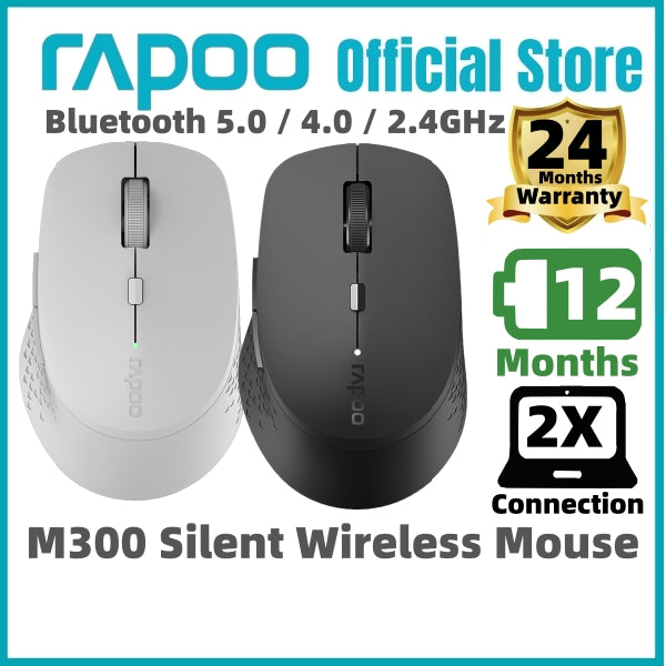 RAPOO M300 Silent Wireless Mouse | BT 5.0 + 2.4G | 2400 DPI | 24M SG WarrantyKeyboard Mouse Combo Bundle