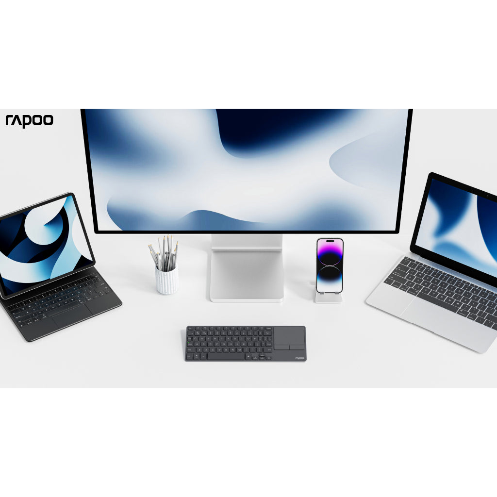 Rapoo E900T Wireless Keyboard with Touchpad | Bluetooth 5.0 / 4.0 & 2.4GHz | Multi-Device | Windows & macOS