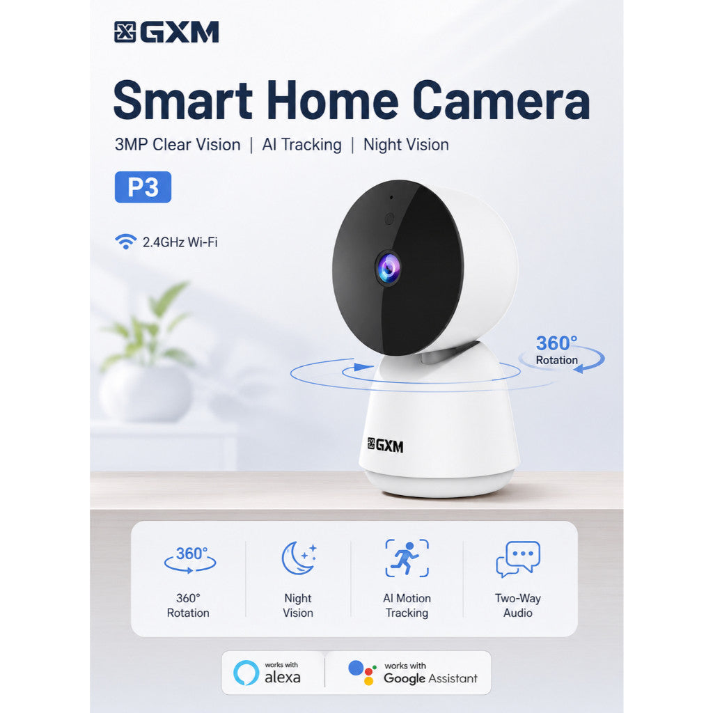 GXM P3 360° 2K Smart AI Camera CCTV