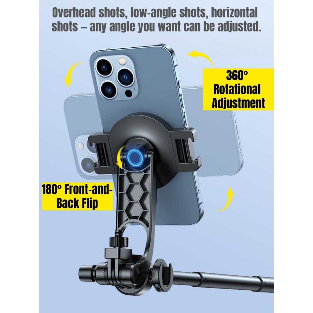 GXM 2-in-1 Magnetic Selfie Stick Tripod 130cm | ABS Aluminum Alloy | 10m Bluetooth Remote | 360° Rotation Action Camera