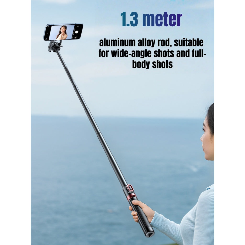 GXM 2-in-1 Magnetic Selfie Stick Tripod 130cm | ABS Aluminum Alloy | 10m Bluetooth Remote | 360° Rotation Action Camera