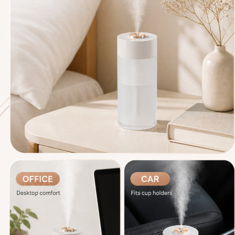 GXM HM-01 Cordless Humidifier 350ml Rechargeable Portable Mini Humidifier 2-Level Ambient Light Home Office Car