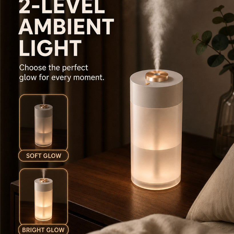 GXM HM-01 Cordless Humidifier 350ml Rechargeable Portable Mini Humidifier 2-Level Ambient Light Home Office Car