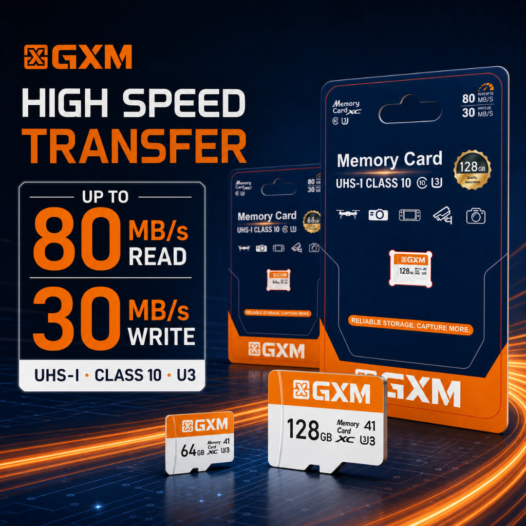 GXM High-Speed Ultra Memory Card CCTV Home Security Camera Dash Cam MicroSD Card SDXC U3 A1 A2 A3 Class 10 64GB TF Card