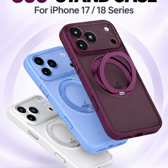 GXM Magnetic Ring 360° Rotating Stand Case for iPhone 17/18 Series CC Anti-Slip Grip Phone Cover Case