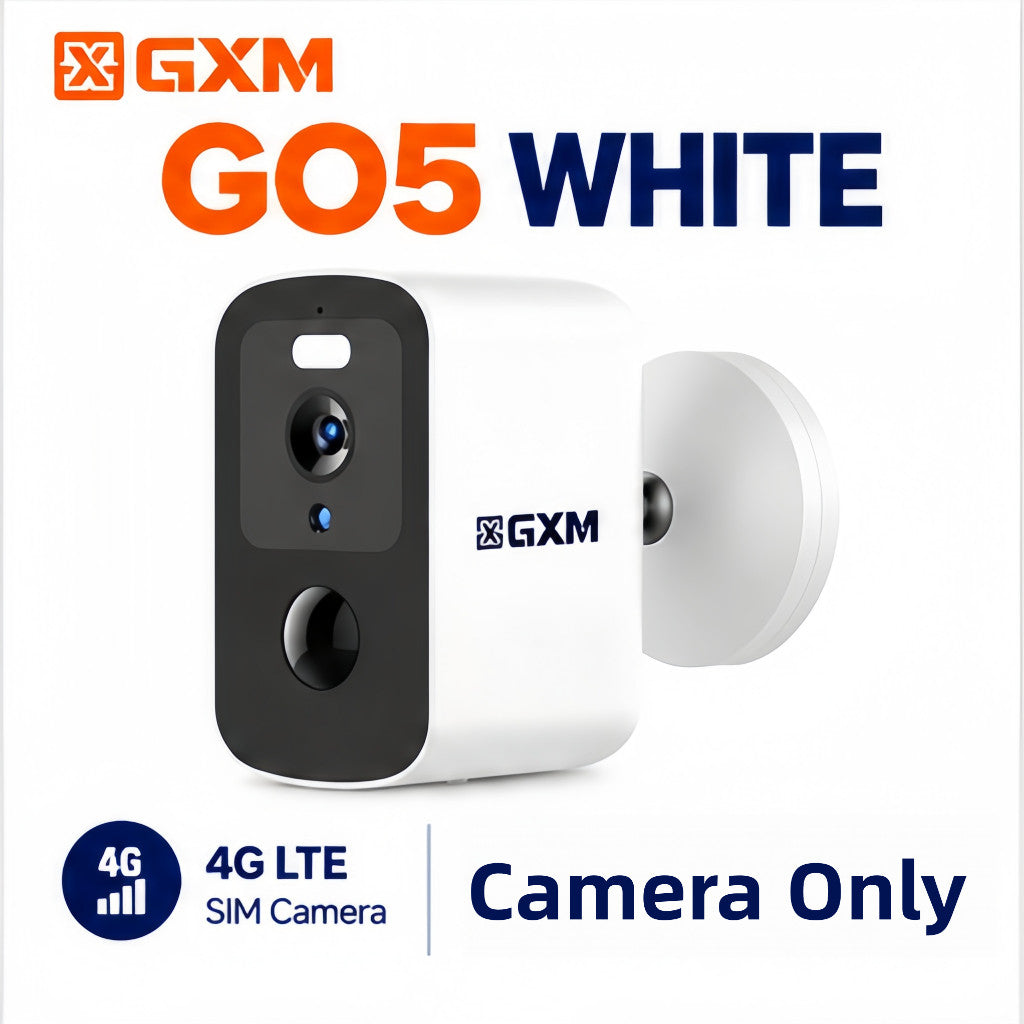 GXM GO5 4G LTE Security Wireless Camera 3K 5MP SIM Card Battery Powered AI Human Detection IP66 Outdoor No WiFi Required