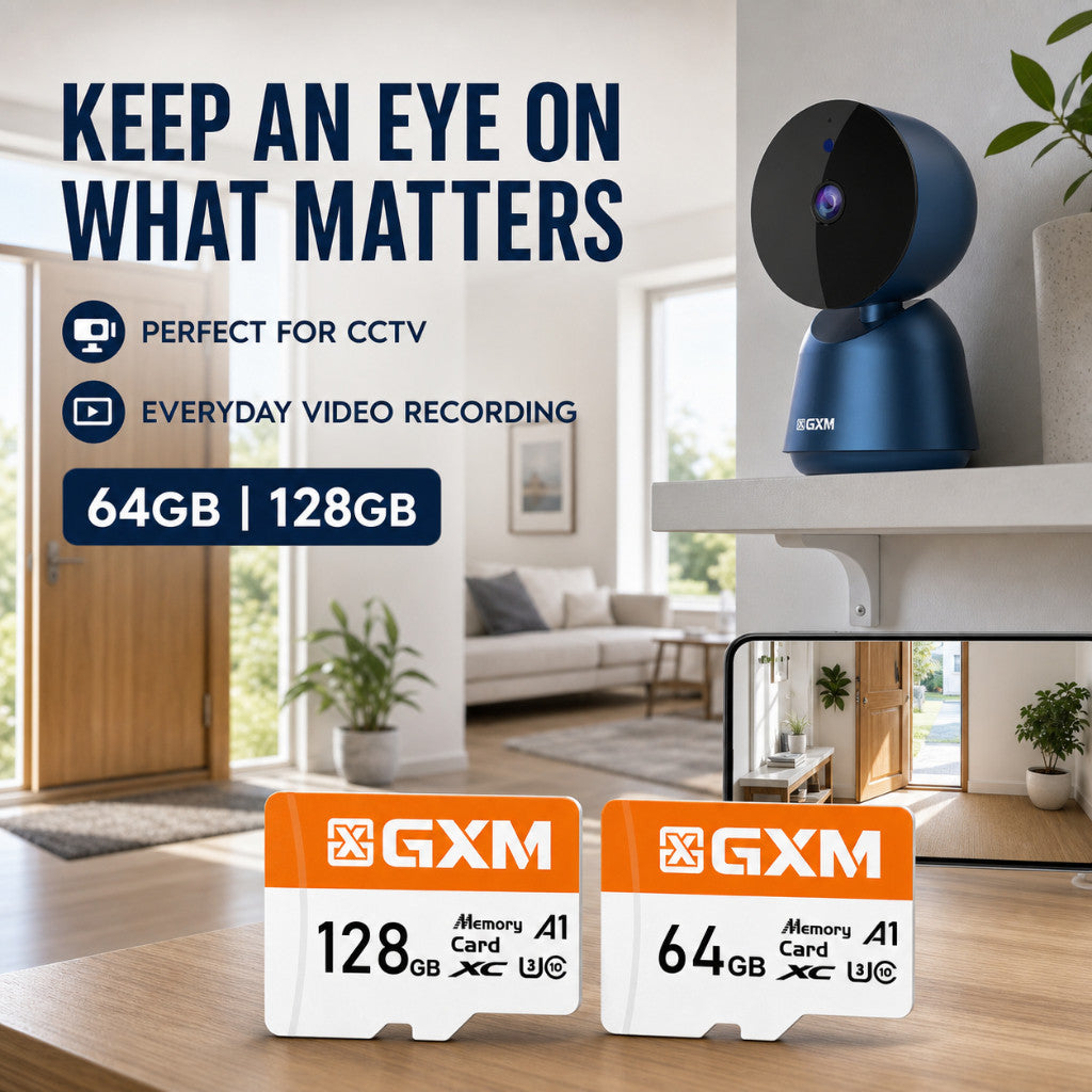GXM High-Speed Ultra Memory Card CCTV Home Security Camera Dash Cam MicroSD Card SDXC U3 A1 A2 A3 Class 10 64GB TF Card