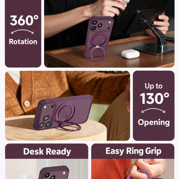 GXM Magnetic Ring 360° Rotating Stand Case for iPhone 17/18 Series CC Anti-Slip Grip Phone Cover Case