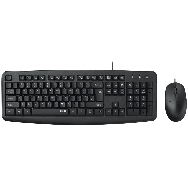 RAPOO NX1600 Wired Keyboard & Mouse Combo | Spill-Resistant Keyboard | 1000DPI Optical Mouse | USB Plug & Play