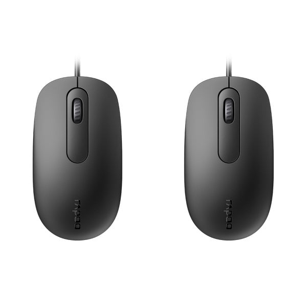 RAPOO N200 Wired Optical Mouse | 1000 DPI High Precision | Ergonomic Ambidextrous Design | USB Plug & Play