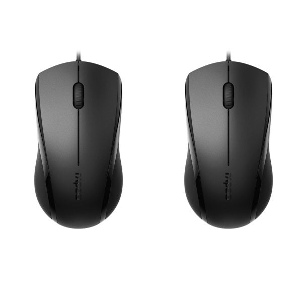 Rapoo N1200 Silent Wired Optical Mouse | 1000 DPI |Ambidextrous Design | USB Plug & Play | Windows Compatible