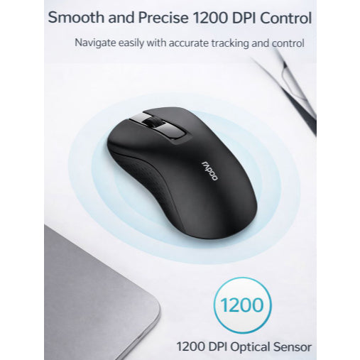 RAPOO B20 Silent Wireless Mouse | 2.4G | 1200 DPI | Quiet Click | 12-Month Battery