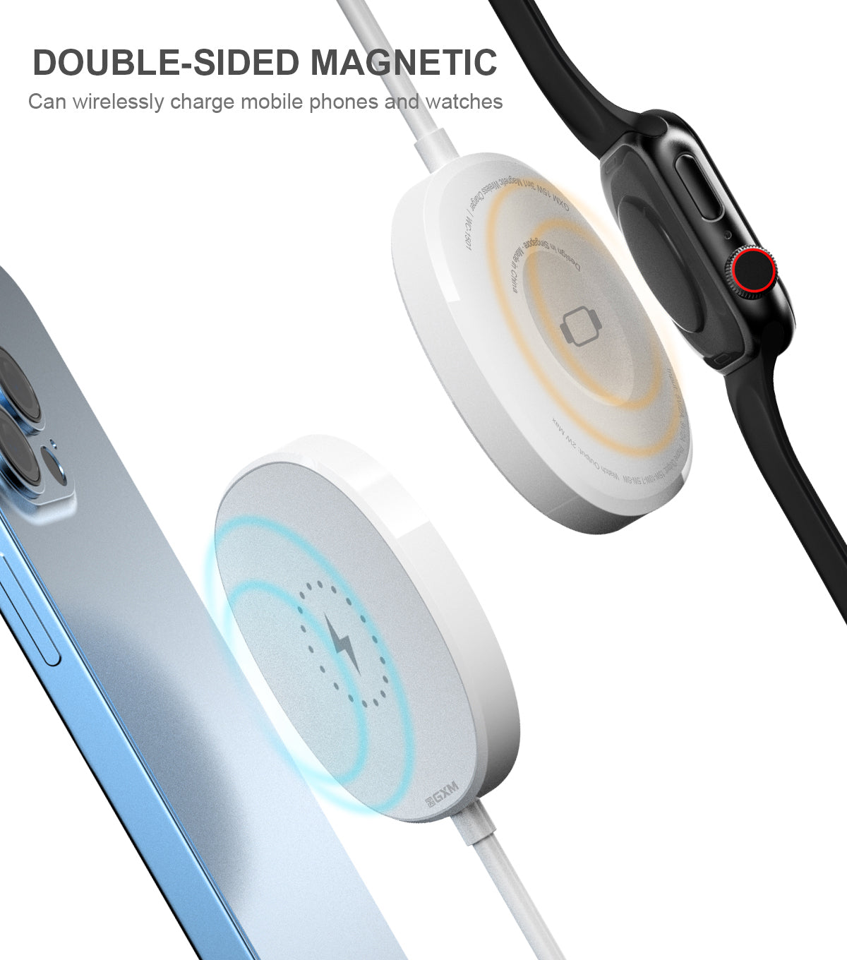 GXM 15W 3 in 1 Wireless Charger Compatible with iPhones Airpods All Series Apple Watch all Series Stronger Magnetic
