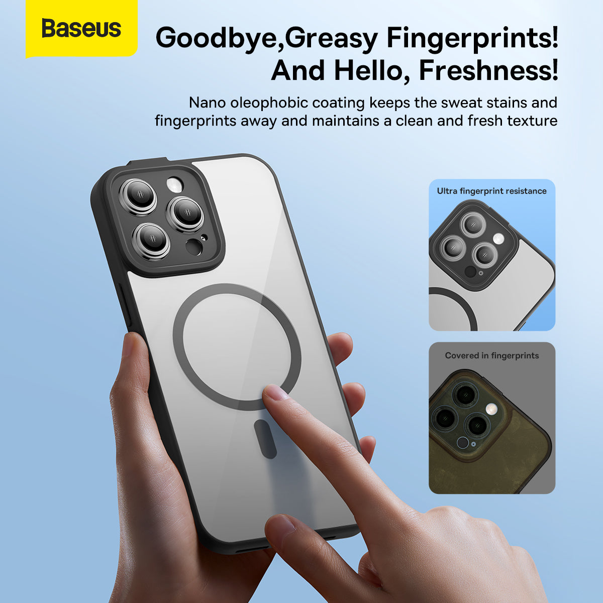 Baseus iP 14 Frame Series Magnetic Case + FREE Tempered Glass Screen Protector Magsafe Impact Shatter Resistant Lens Protection Fingerprint-Proof Anti-Yellowing Magsafe for iPhone 14 Pro Max Plus