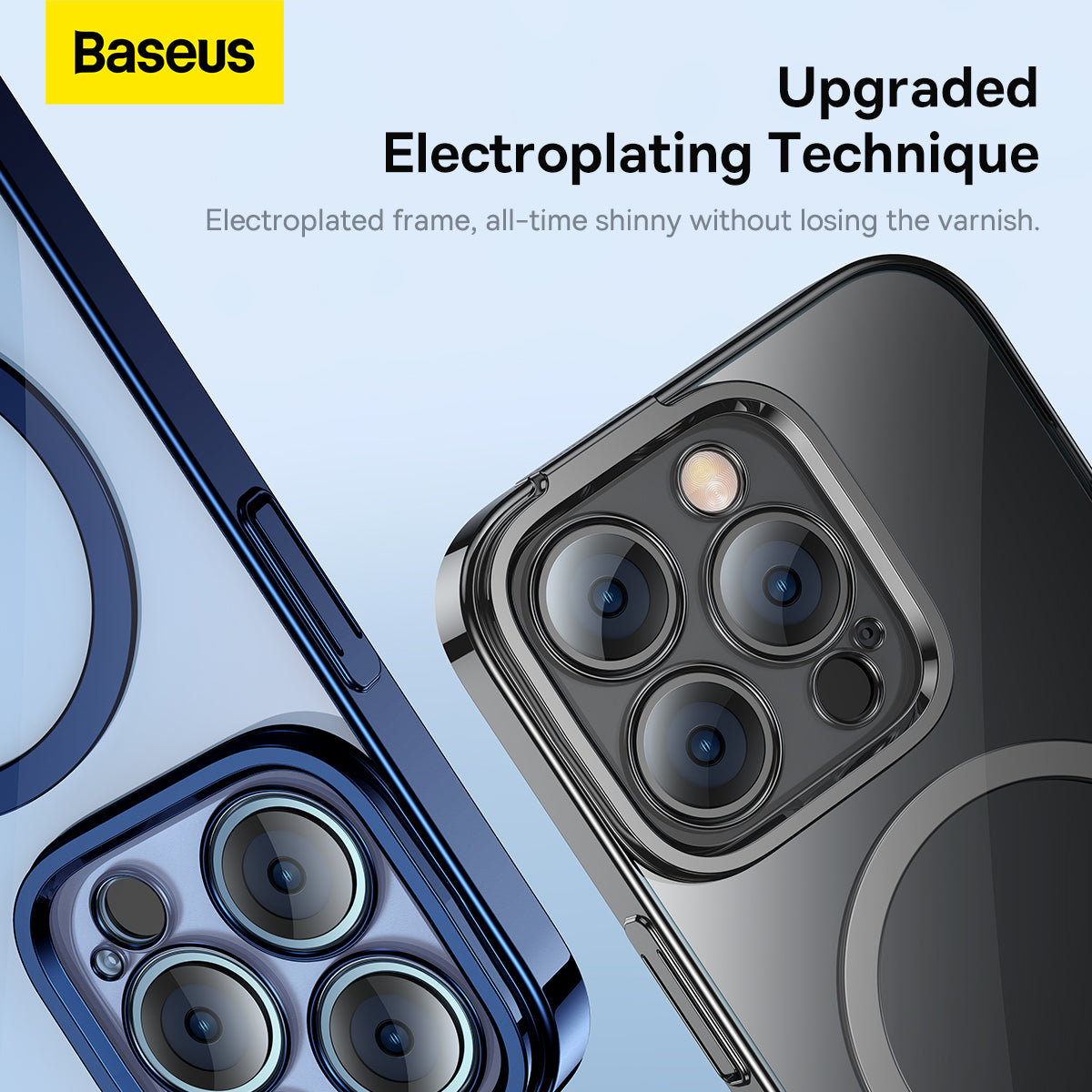 Baseus iP 14 Glitter Series Magnetic Case + FREE Tempered Glass Screen Protector Magsafe Strong Magnet Fingerprint Proof Lens Protection Electroplated Frame For iPhone 14 Pro Max Plus