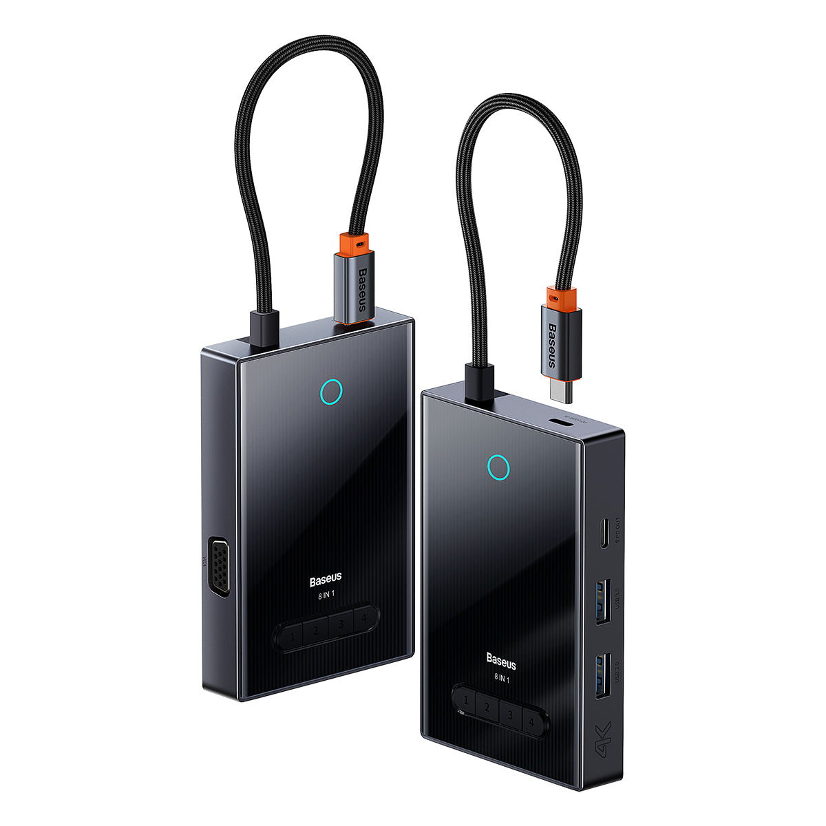 Baseus PioneerJoy Type-C HUB Adapter Gray HDMI (4K 60Hz) DP (8K 30Hz) VGA (1080p 60Hz) USB 3.0 SD TF RJ45 PD 100W For Laptop Notebook Focus Series