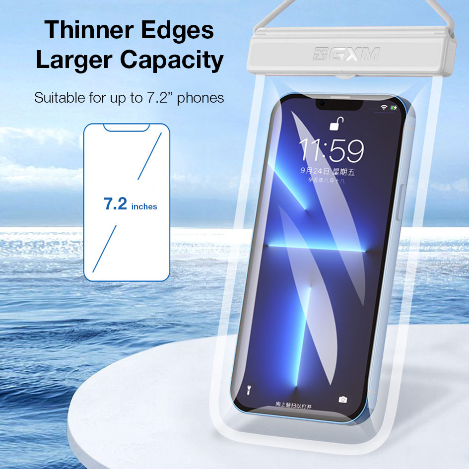 GXM Waterproof Phone Case Bag Sensitive Touch IPX8 Waterproof Up to 7.2" Phones Swimming Snorkeling Surfing Beach Iphone Samsung OPPO Xiaomi Huawei LG