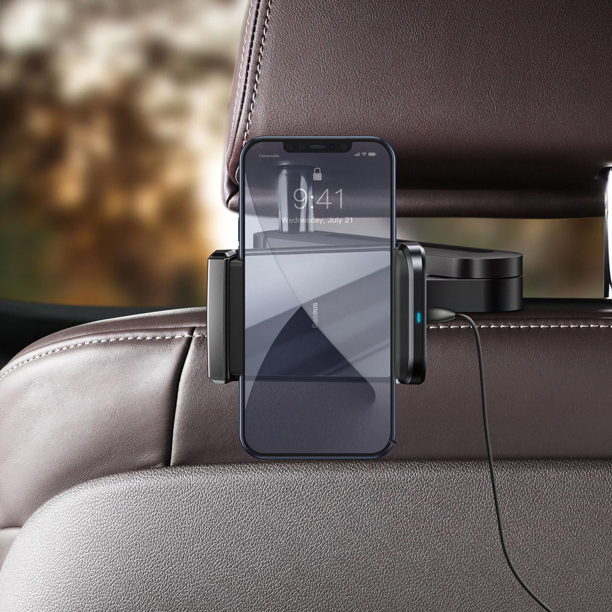 Baseus Energy Storage Car Backseat Phone Holder Mount 15W Wireless Charger