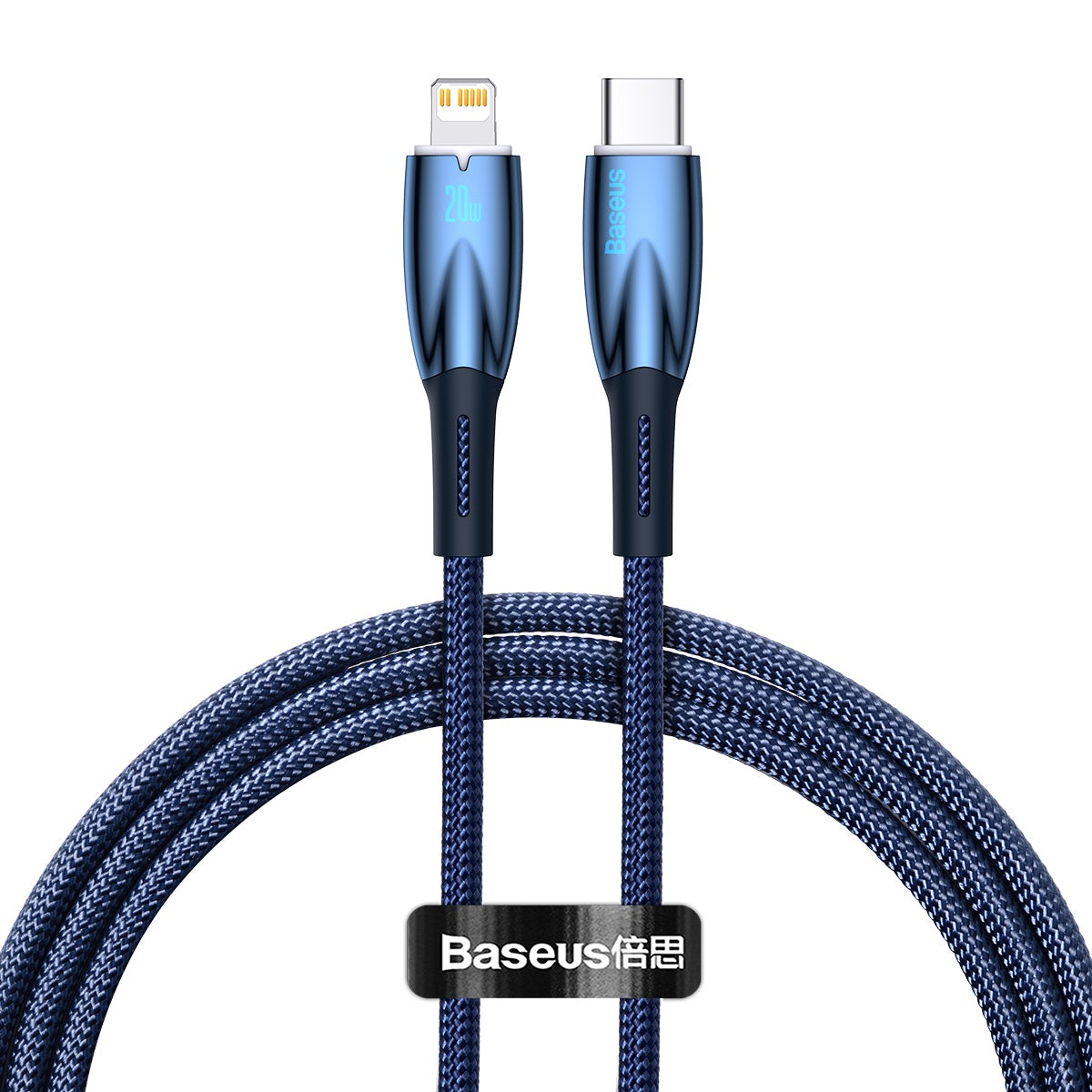 Baseus Glimmer Series Fast Charging Data Cable USB Type-C Lightning 1m 2m Light Indicator Nylon For Mobile Phones Laptop iPhones