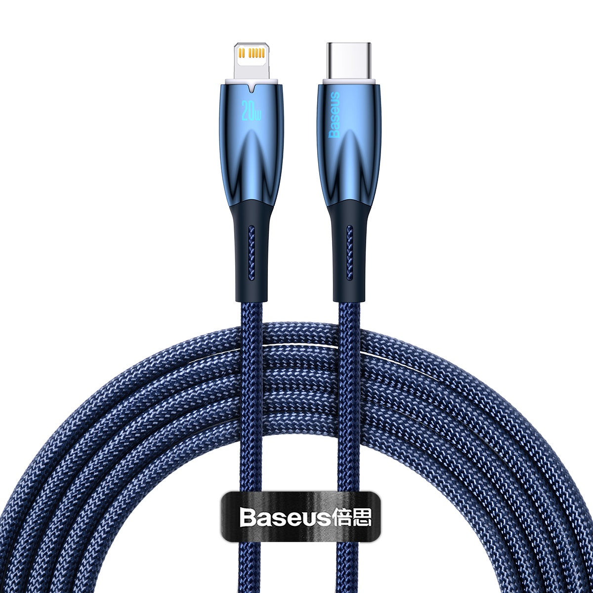 Baseus Glimmer Series Fast Charging Data Cable USB Type-C Lightning 1m 2m Light Indicator Nylon For Mobile Phones Laptop iPhones