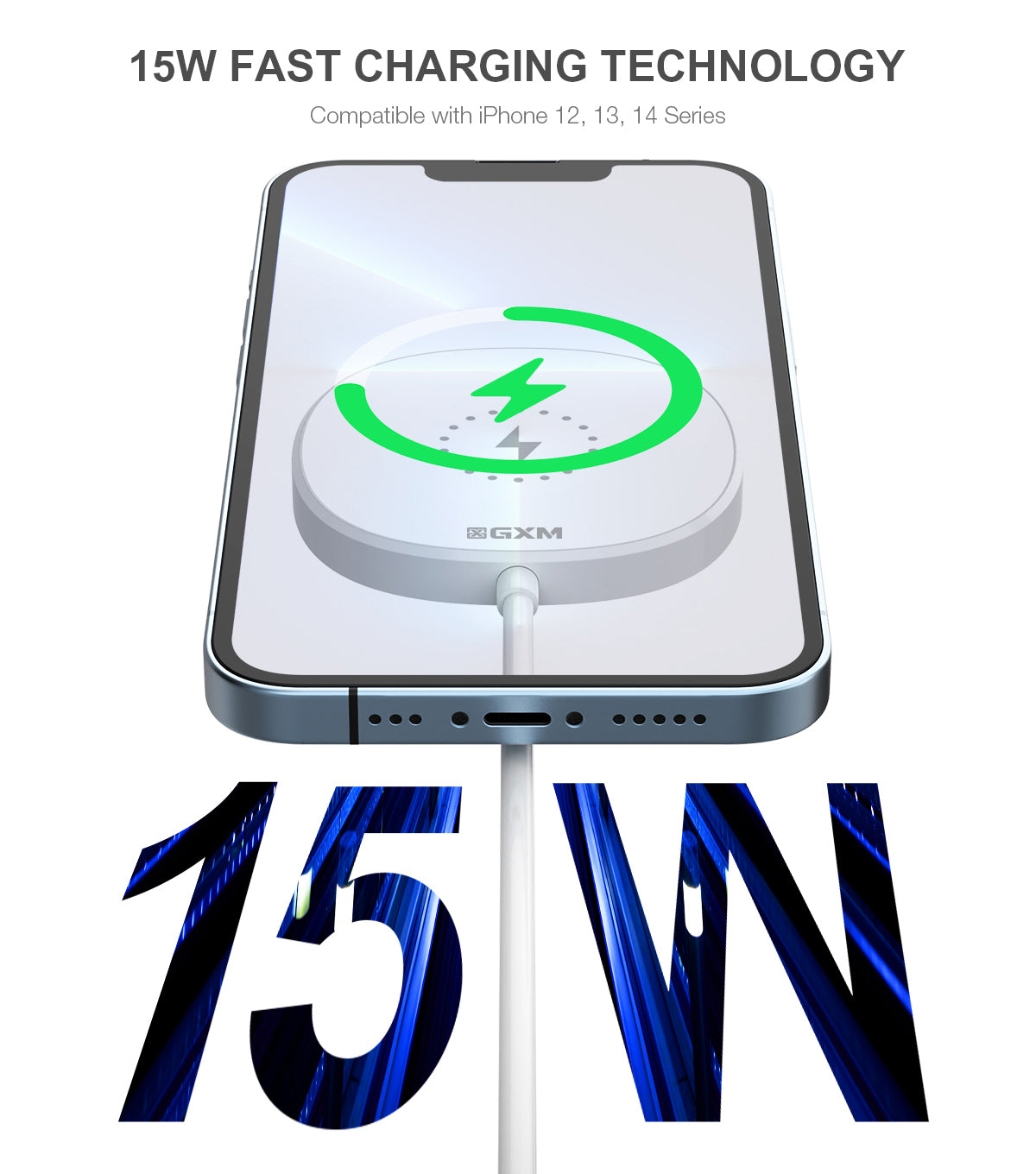 GXM 15W 3 in 1 Wireless Charger Compatible with iPhones Airpods All Series Apple Watch all Series Stronger Magnetic