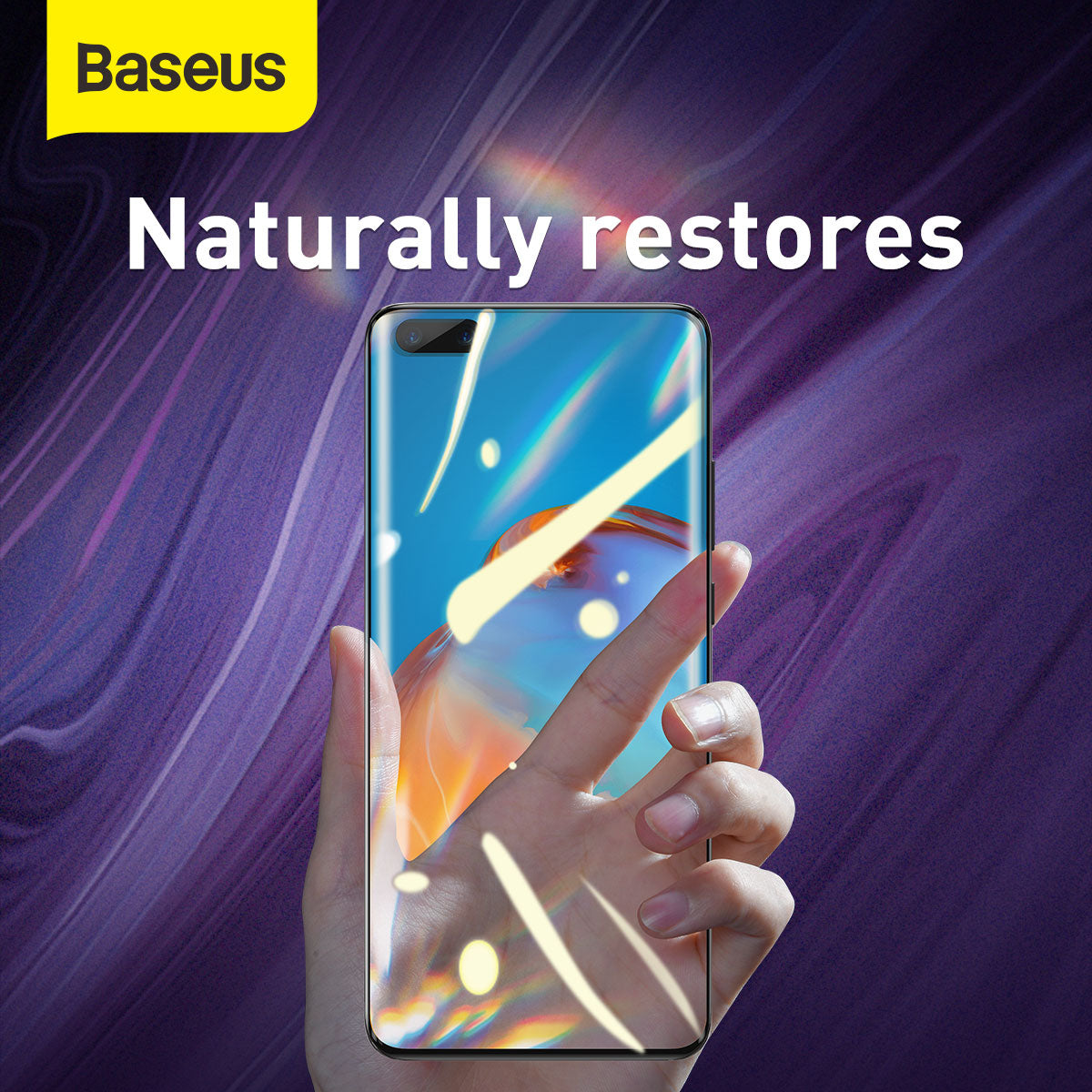 Baseus Huawei P40 PET Soft Film 2Pcs Set 9H Anti Shock Full Screen Coverage 0.15mm HD Clear Tempered Glass Screen Protector