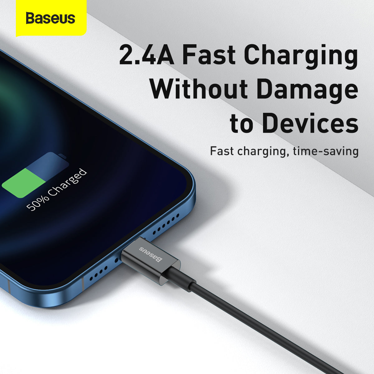 Baseus Superior Lightning 2.4A USB To Lightning iP Quick Charge Data 480Mbps TPE Anti Break Durable 1M 2M Cable