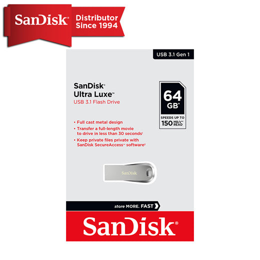 SanDisk Ultra Luxe USB 3.1 Flash Drive 32GB 64GB 128GB 256GB Speed up to 150MB/s**Secure Access Software USB 3.1 PC Laptop Thumb Drive