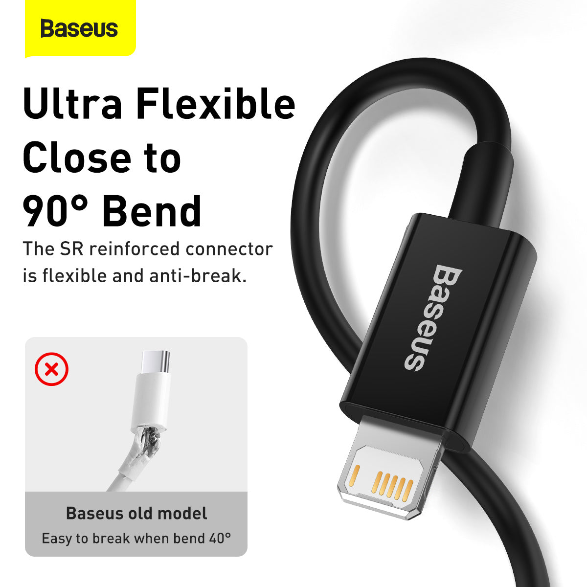 Baseus Superior Lightning 2.4A USB To Lightning iP Quick Charge Data 480Mbps TPE Anti Break Durable 1M 2M Cable