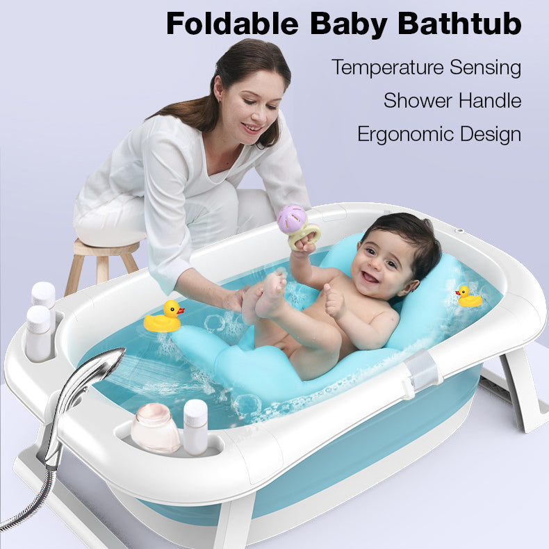 Foldable Baby Bathtub Collapsible Portable Safe and Eco-friendly Non-slip Material for Baby Kids Toddler Infant Bathtub
