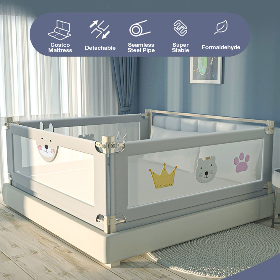 Baby Safety Bed Guard Bedrail Bed Guard Kids Safety Gate Barrier Sturdy Stable Single Sided Lifting Operation Baby Bed Guard Protection