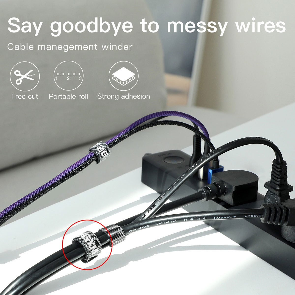 GXM Velcro Tape Cable Organizer Circle Strap Reusable Cable Tie Fastening Cables