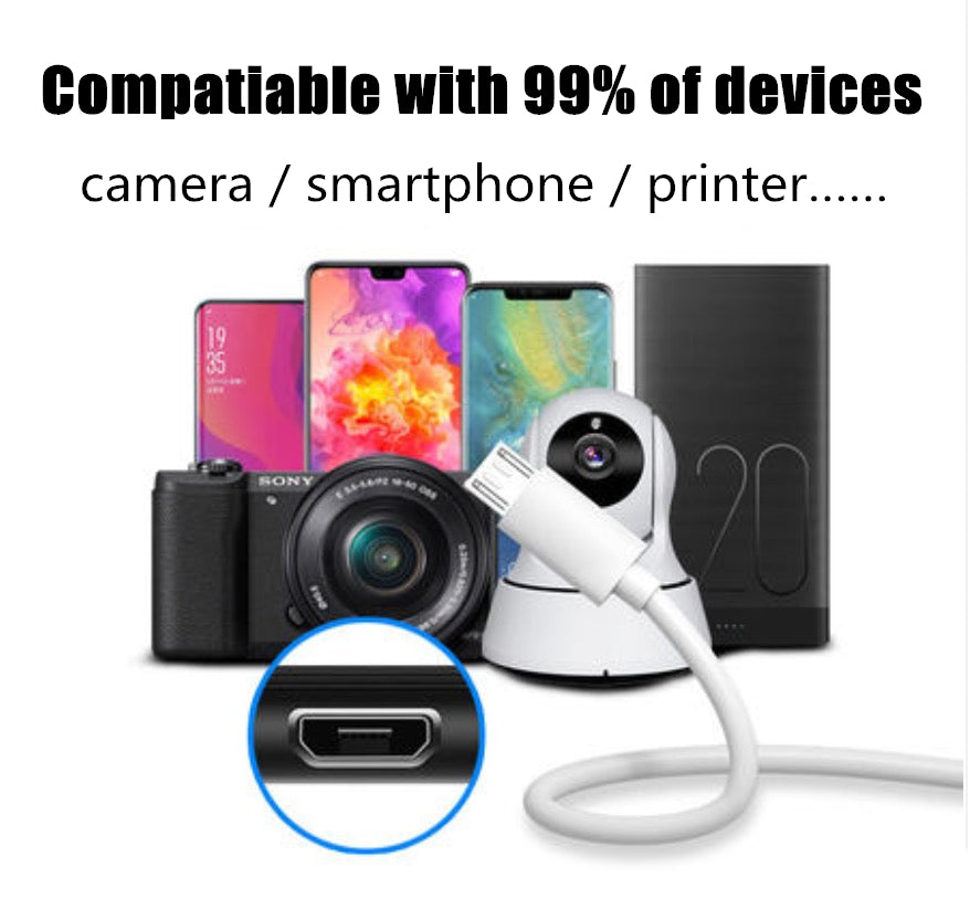 5m 6m 8m Micro USB Microusb Power Cable 360 Xiaomi WiFi Security Camera CCTV Mobile Phone Printer Tablets Charging Data Cable