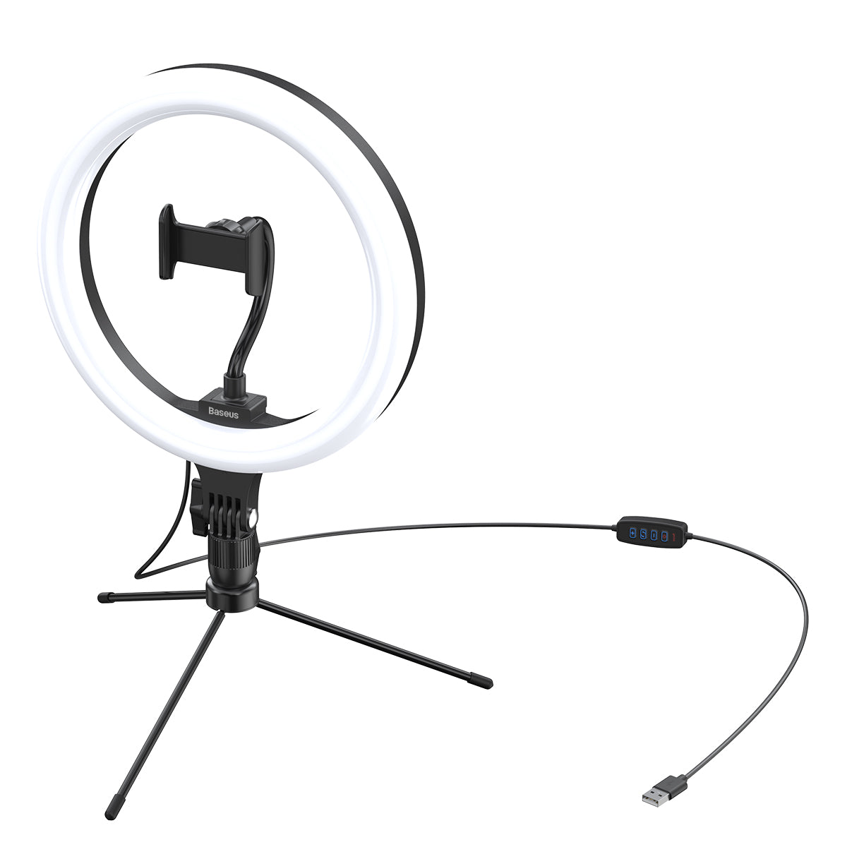 Baseus Live Stream Holder 3 Colours Light Mode Stepless Dimming LED Soft Lamp Beads USB 10inch Light Ring
