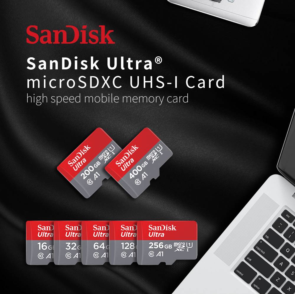 Sandisk A1 Ultra microSDHC UHS-I U1 Micro SD Card 32GB 64GB 128GB 256GB Up to 120MB/s** Camera Mobile Phone Switch Memory Card Class 10 HD