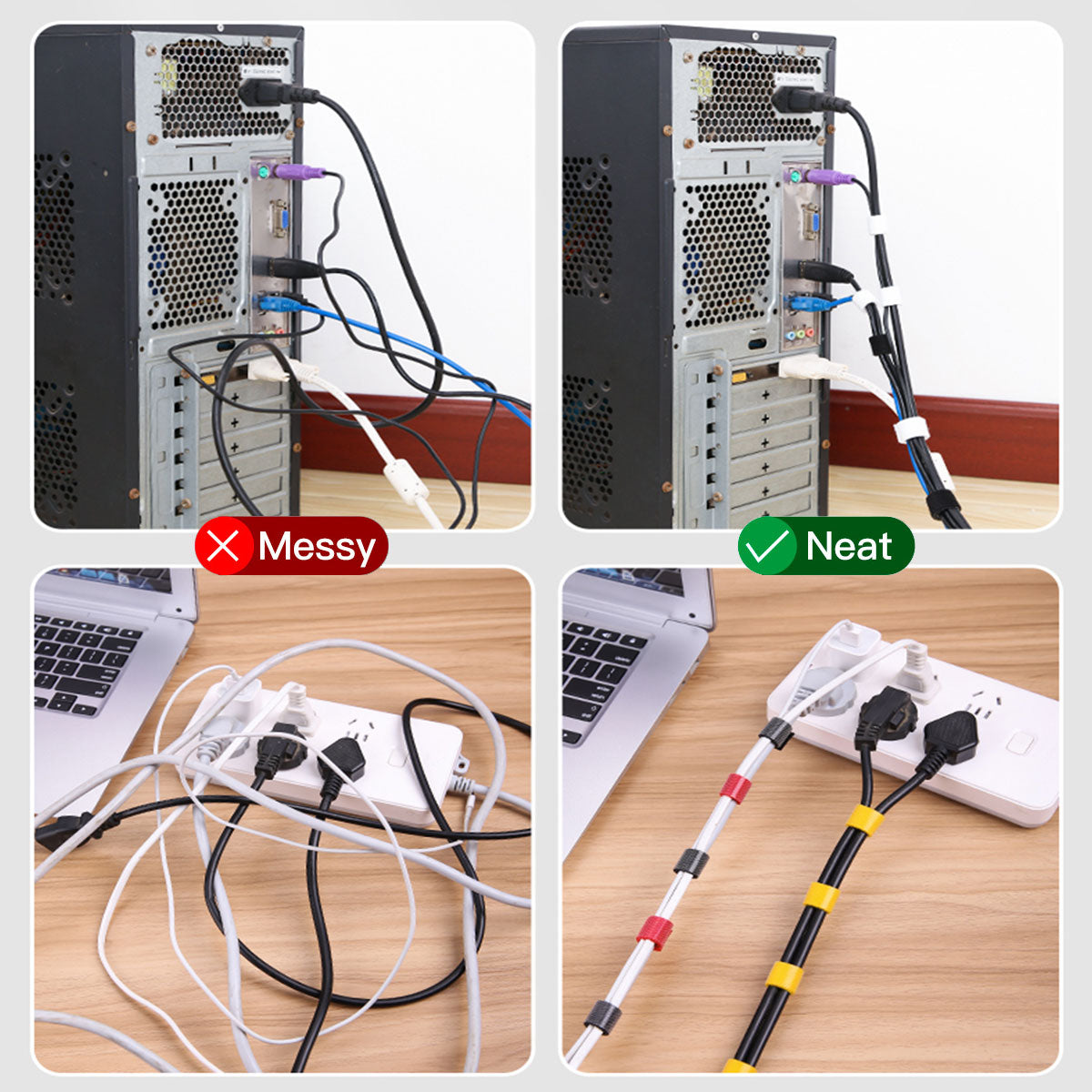 GXM Velcro Tape Cable Organizer Circle Strap Reusable Cable Tie Fastening Cables