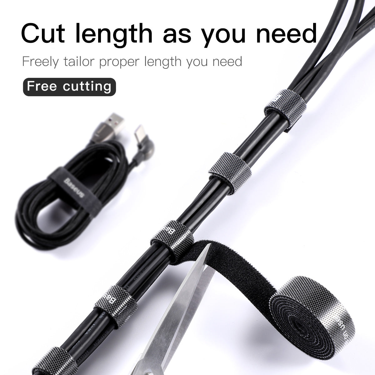 Baseus Rainbow Cable Tape Organizer Circle Velcro Strap Reusable Cable Tie Fastening Tape Wire Organizer 3m
