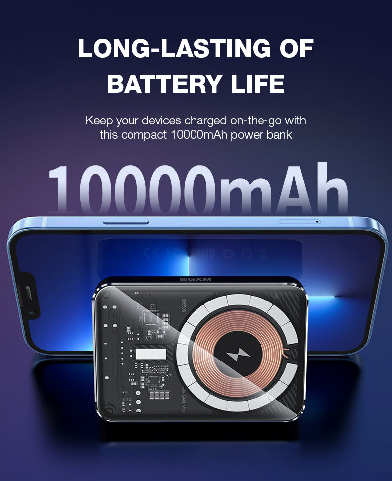 GXM Magnetic Wireless 20W Power Bank PB-W03 PB-W04 Stronger Magnetic Fast Charging iPhone 14 Pro Max Elegant Design Multiple Output 5000mAh and 10000mAh Capacity