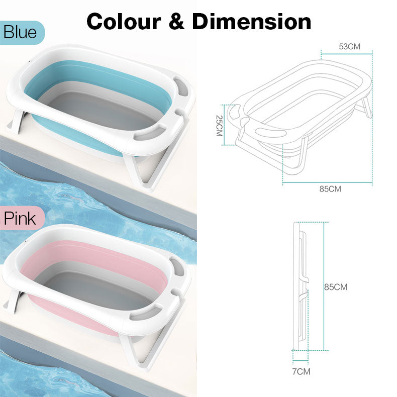 Foldable Baby Bathtub Collapsible Portable Safe and Eco-friendly Non-slip Material for Baby Kids Toddler Infant Bathtub