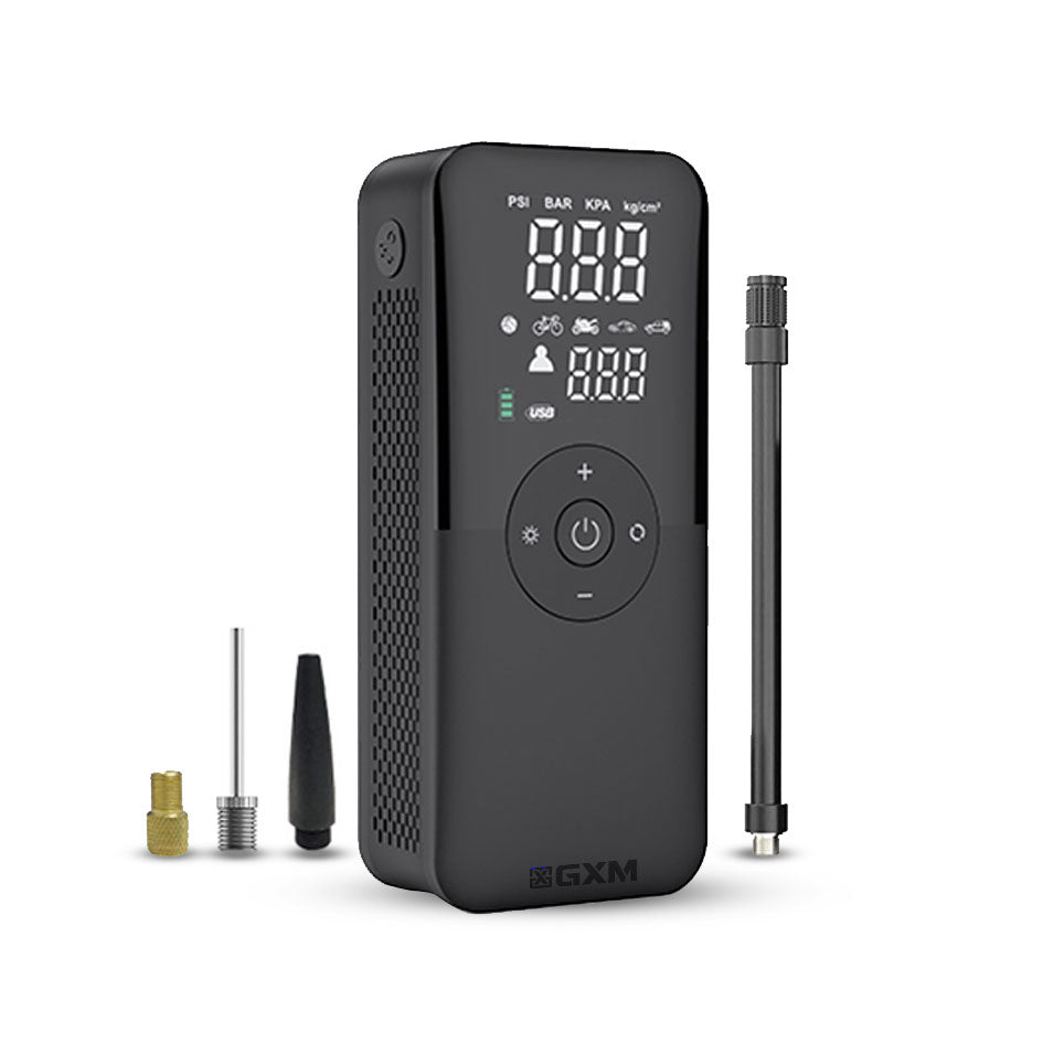 GXM AP-01 Cordless Smart Tire Inflator Auto Stop Tire Pressure Monitoring Fast Inflation LED Lighting SOS Mode Power Bank 4000mAh Capacity Air Pump